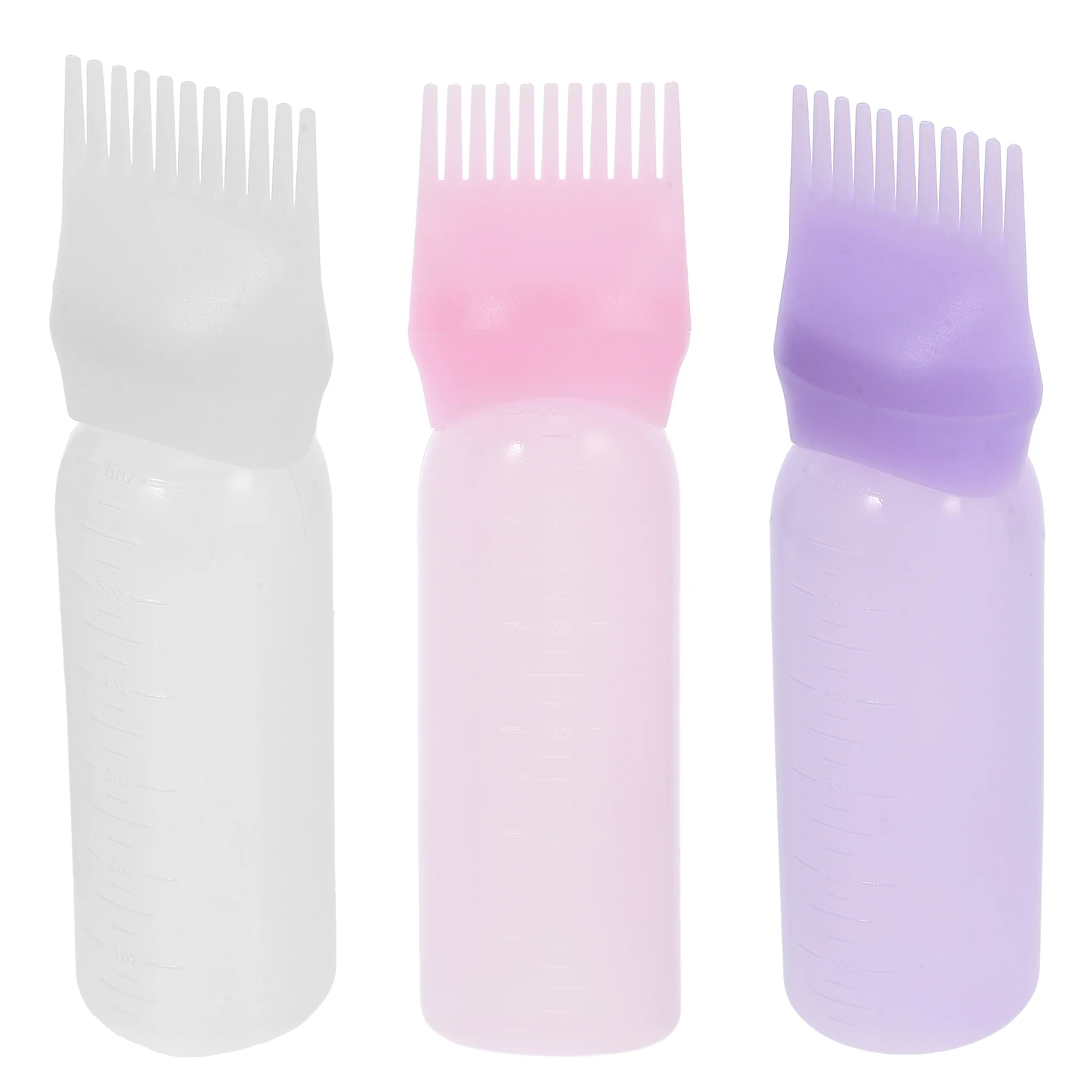 

3Pcs Hair Dye Bottle Applicator Comb Graduated Scale Salon Hair Coloring Dye Distribution Root Treatment Applicator