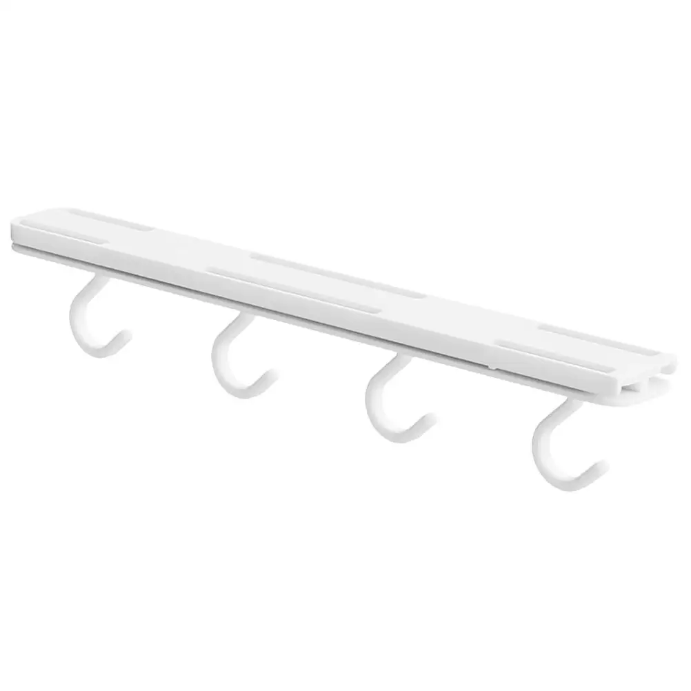 

Punch Free Hooks Sliding Rack Kitchen Hanger White Color Space-saving Design Strong Craftsmanship Fits Decor Storage Tools