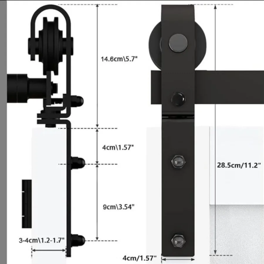 72 BiFolding Barn Door Hardware Kit für 4 Türen, reibungslos, leise, schwarze Spur-J-förmige Rolle [Türen nicht im Lieferumfang enthalten]
