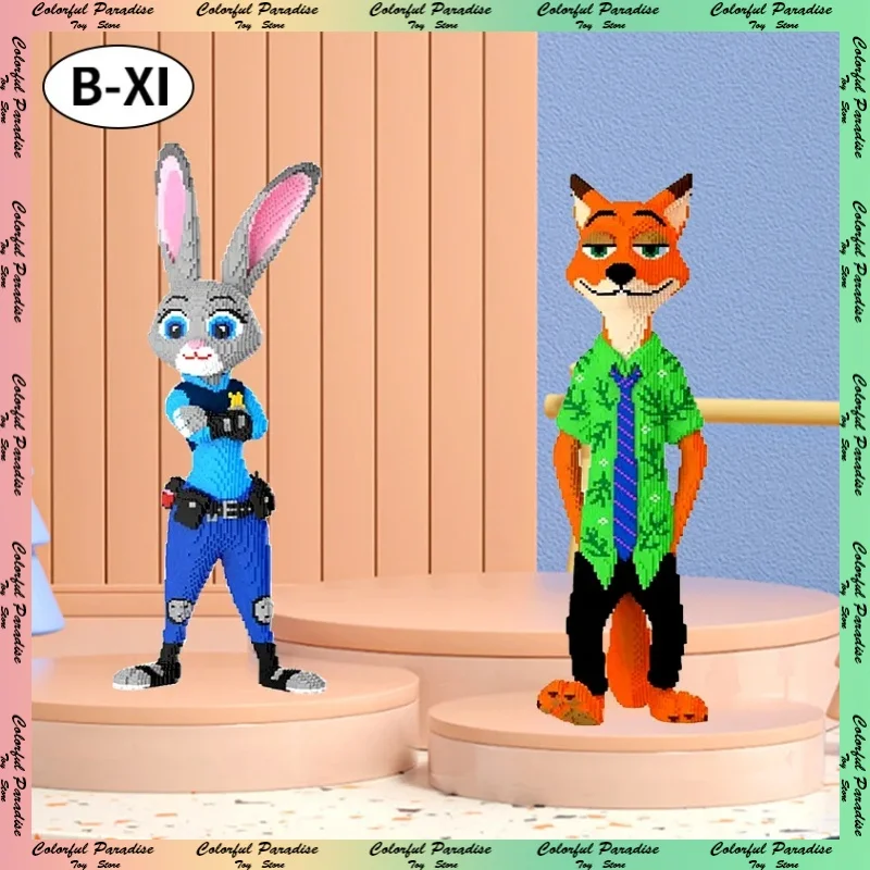 Large size Zootopia Disney Nick Wilde Judy Hopps Diamond 4 Style Assembled Connection Brick Toys Figure For Gif