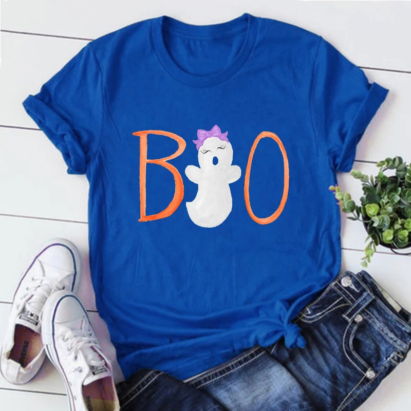 Halloween Boo Shirt Halloween Ghost Shirts Halloween Pumpkin Vintage Clothes Halloween Shirt Casual Women Clothing M