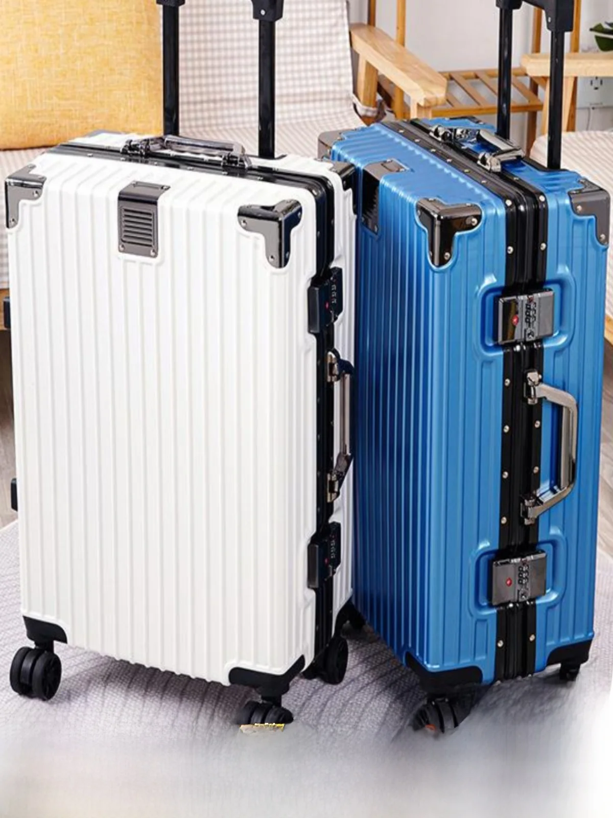 大容量アルミフレーム荷物バッグ旅行スーツケースパスワードロックとユニバーサルホイール男性と女性のための 20 インチ