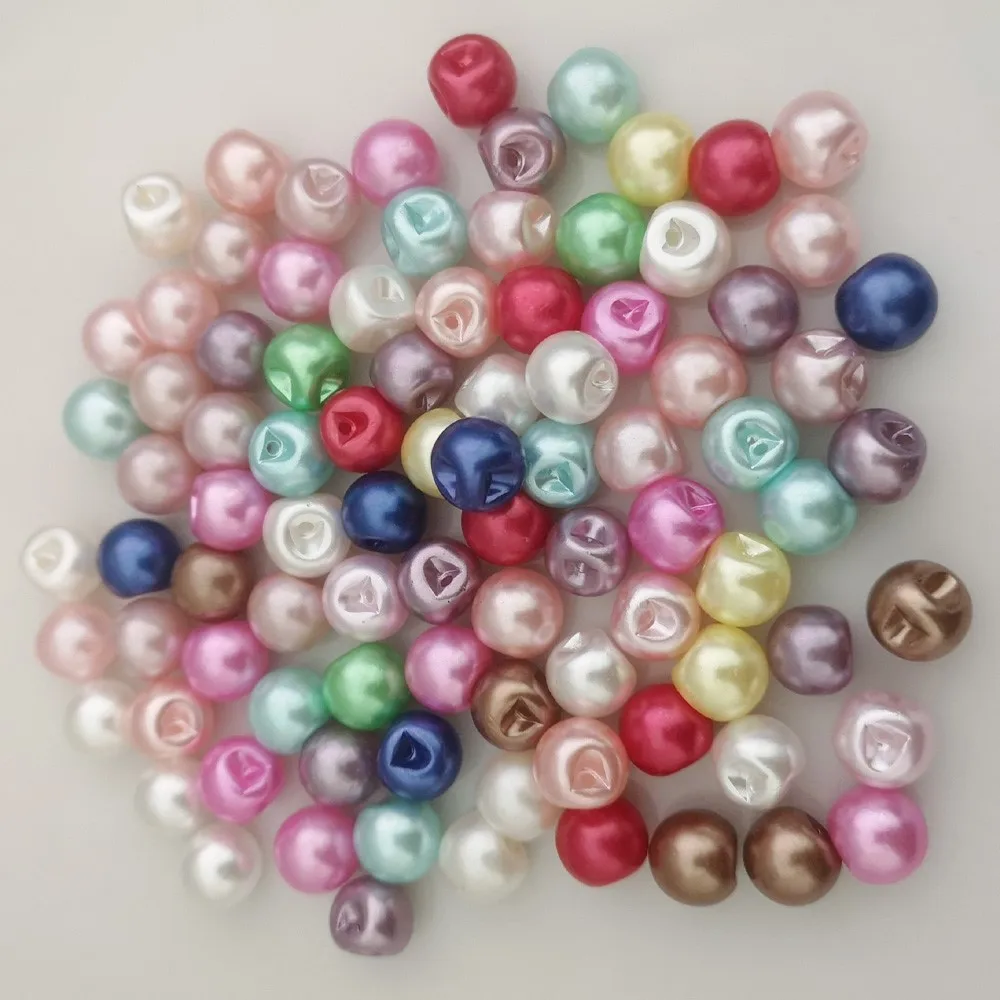 NBNOAV 100Pcs Dress Buttons Fashionable Side Hole 6MM/8MM/10MM Plastic Pearl Button DIY Sewing Supplies