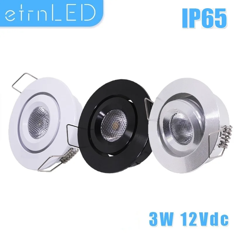 etrnLED Waterproof Mini LED Spotlights 3W 12V Dimmable Recessed Downlight Tiltable Angle Ceiling Spots Bathroom Kitchen Lights