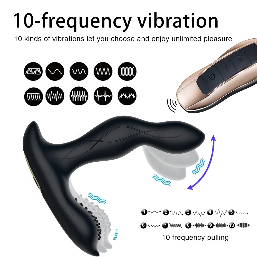 

Heating Bending Anal Plug Vibrator Male Prostate Massager G-Spot Stimulator Wireless Remote Butt Plugs Machine Sex Toys For Man