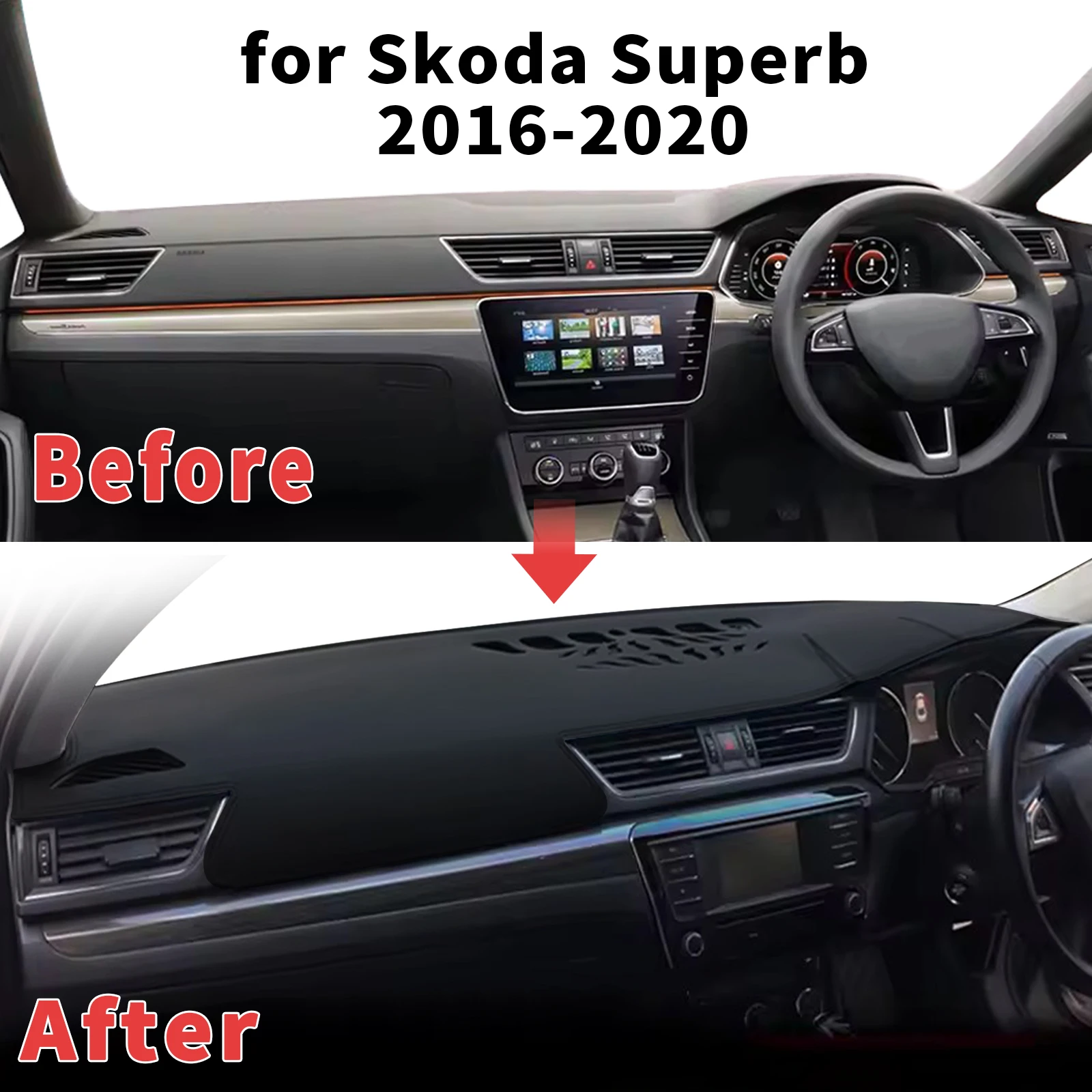 for Skoda Superb MK3 2016-2020 Dashboard Cover Sun Shade Protector Dashmat Anti-Glare UV Block Carpet Mat Automotive Dash Mat