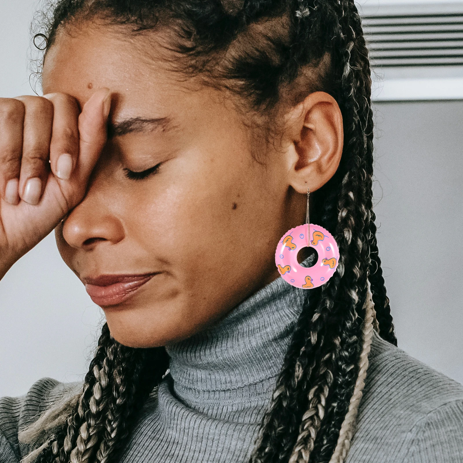 

3 Pcs Summer Drop Earrings For Women Ring Earrings Plastic Resin Metal Blue Pink Beach Wedding Gift