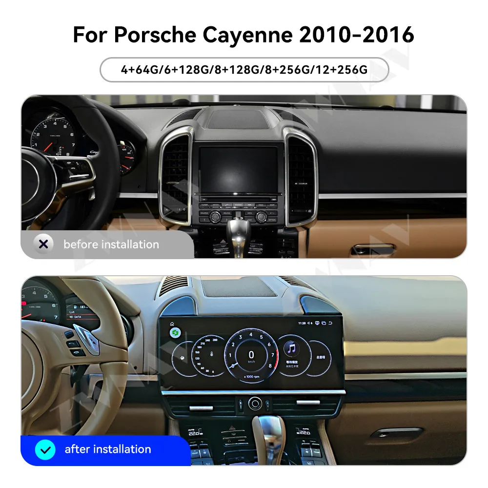 Android 15 12.3 Inch HD Touch Screen For Porsche Cayenne 2010-2016 Car GPS Multimedia Player Car Interior Accessories Head Unit