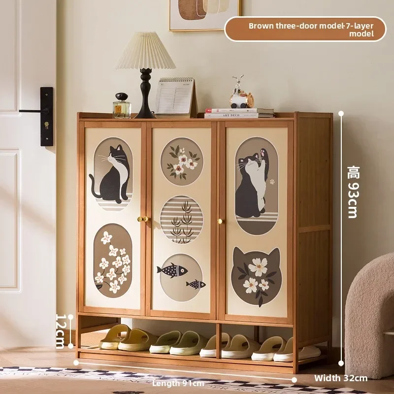 Modern Household GoodsShoe Cabinet Household Entrance Home Storage Cabinet Integrated Against The Wall Entrance Shoe Rack