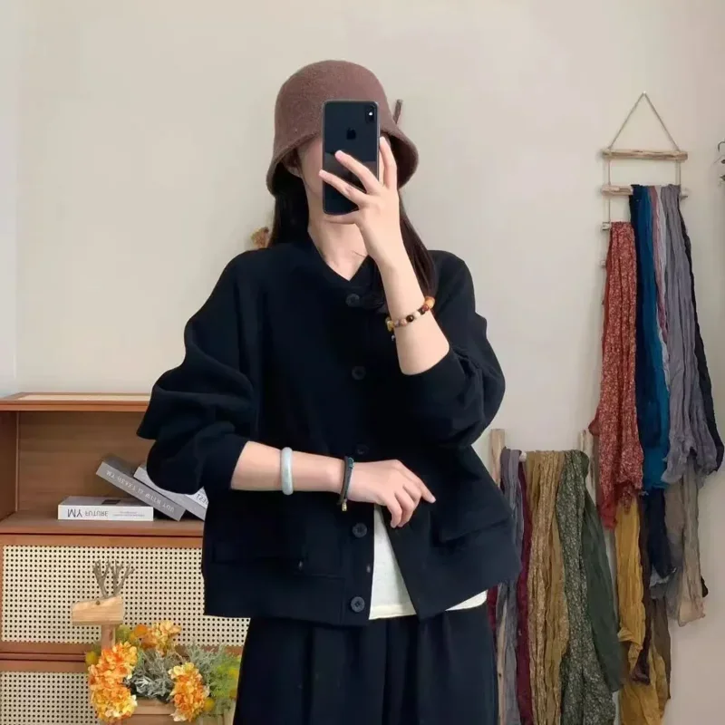 

Baseball Uniform Trendy Top 2025 Spring Autumn New Style Women's Short Jacket Cardigan Sweater