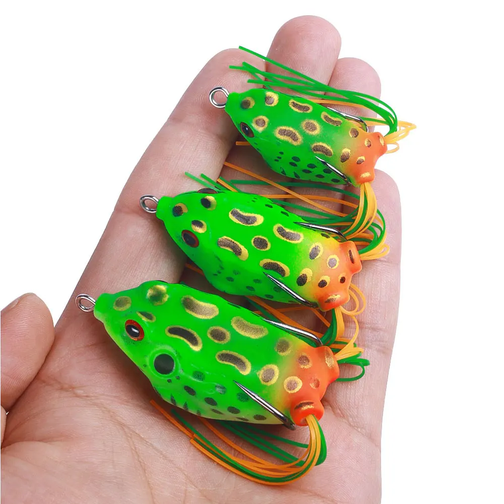 Sommer Topwater Popper Frosch-Angelköder 5g 12.4g 8.8g Silikon-Weichköder Künstlicher Wobbler mit Widerhaken für Schlangenkopf-Barsch