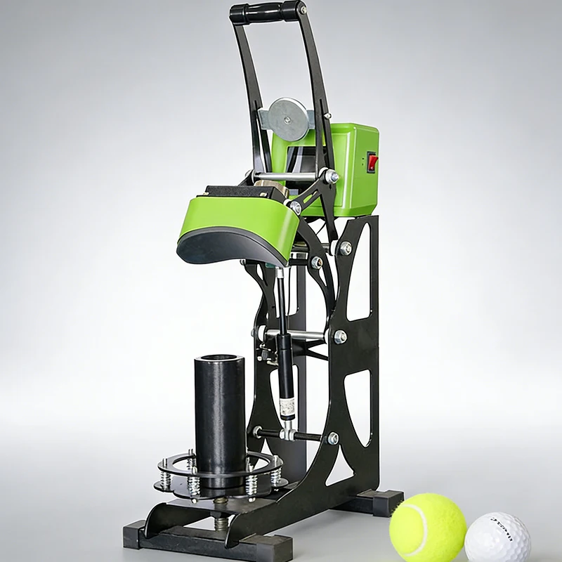 2 In 1 Semi Auto Curve Heat Press Machine For Football Volleyball Tennis Golf Basketball Sport Ball And Hat Logo Printing