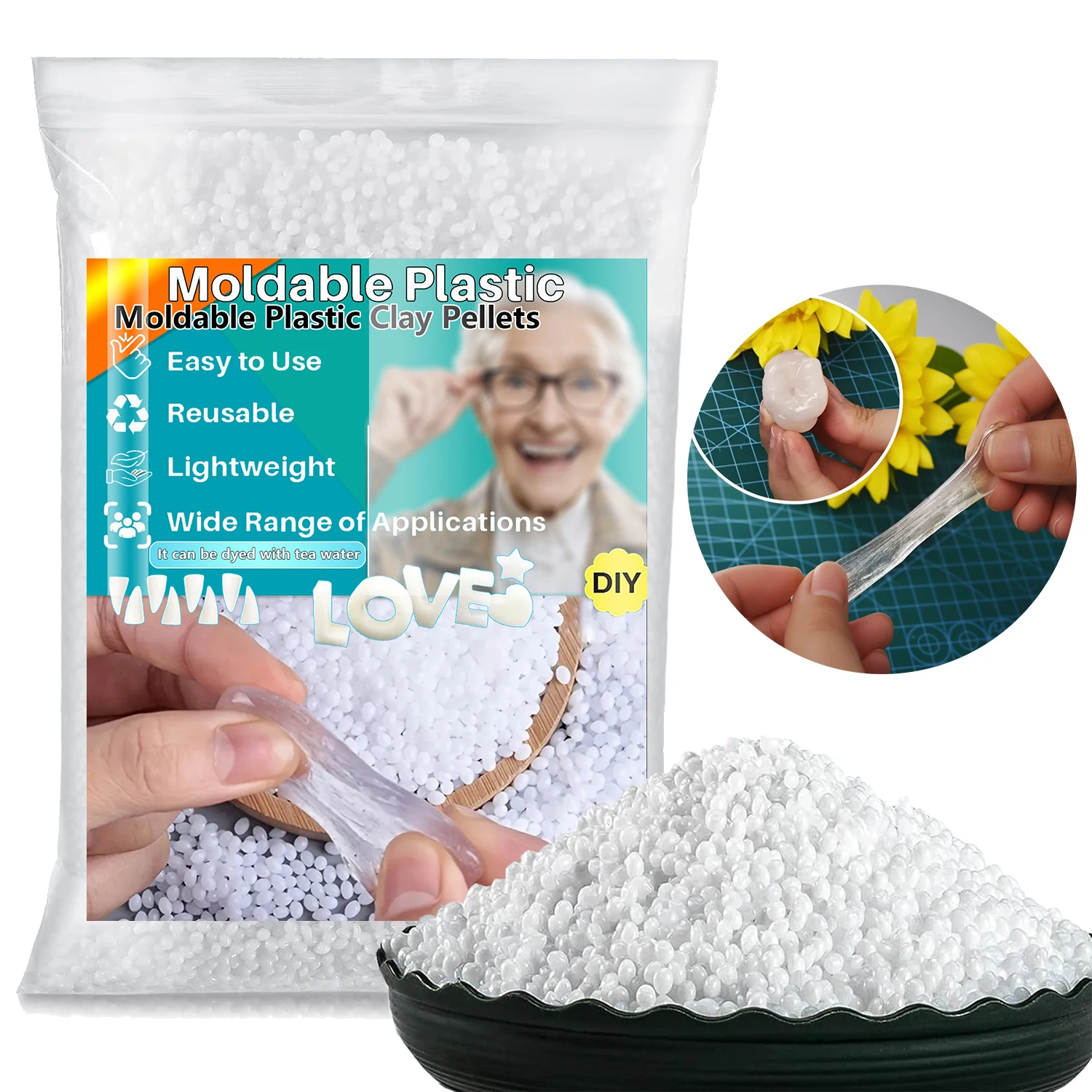 Image of 1-1000G DIY Thermoplastische Tonperlen sind wiederverwendbar und formbar, geeignet zum Schnitzen und Basteln, DIY-Kunstformmaterialien