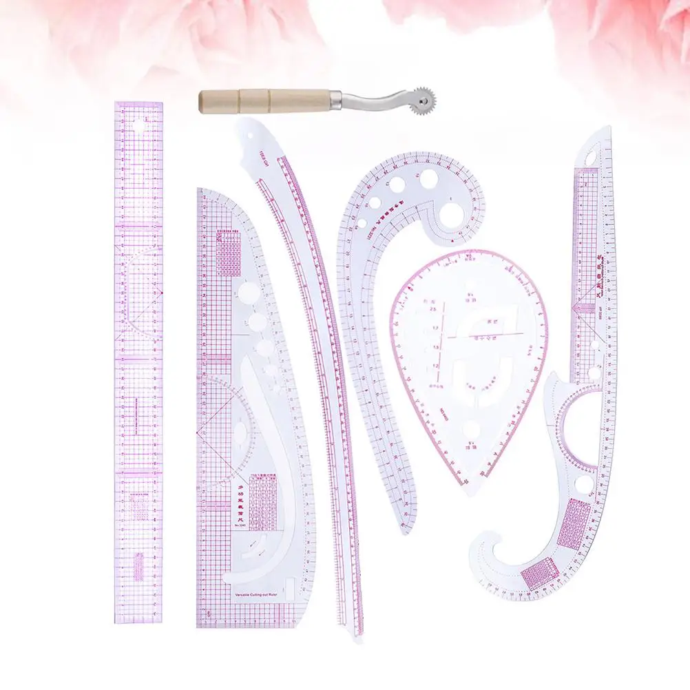 7 Pieces Multi Function Rulers Clear Durable High Accuracy Tailor Sewing Clothing Design Drawing Tools Cutting Patterns