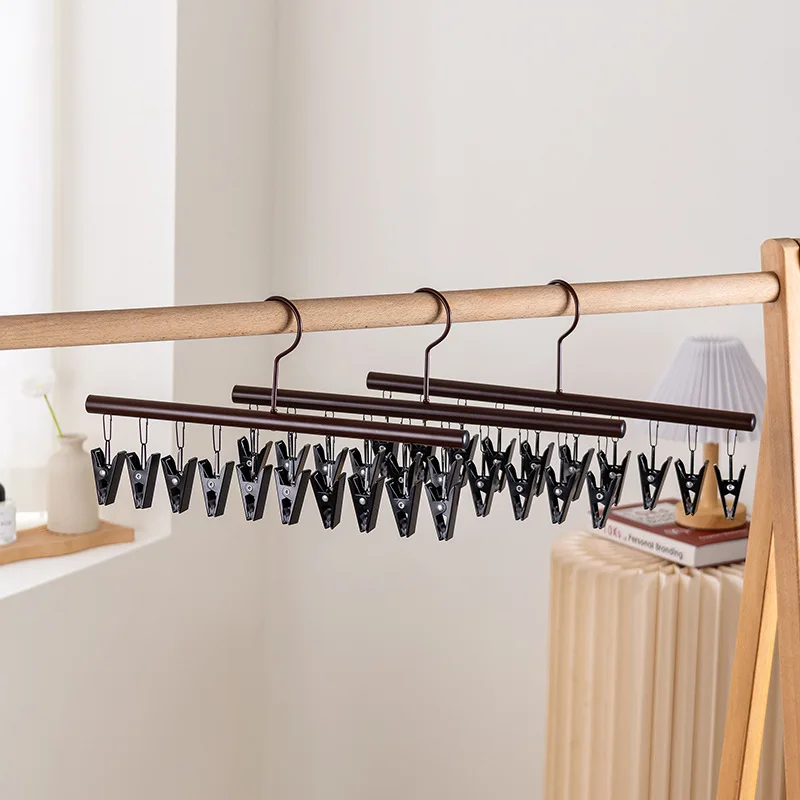 2pcs/set Multi-Clip Windproof Drying Rack Multi-Functional Household Clothes Balcony Storage Rack for Underwear and Socks
