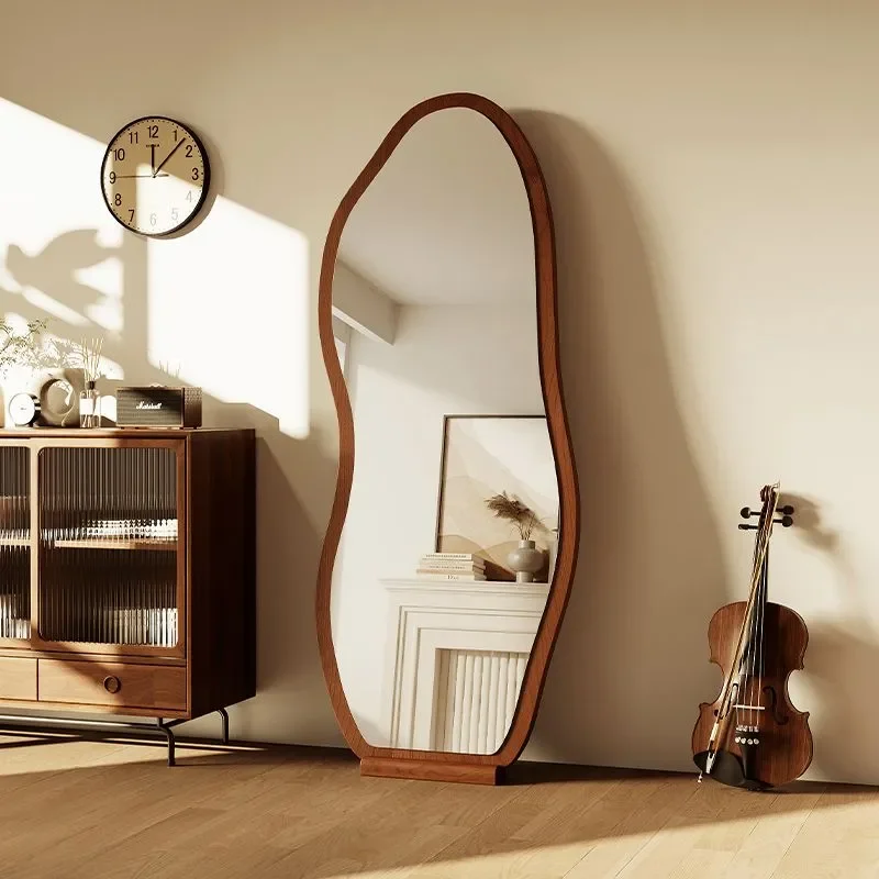 Nordic irregular decorative wall, large-sized car body, floor, wooden frame wall, living room furniture, full-length mirror