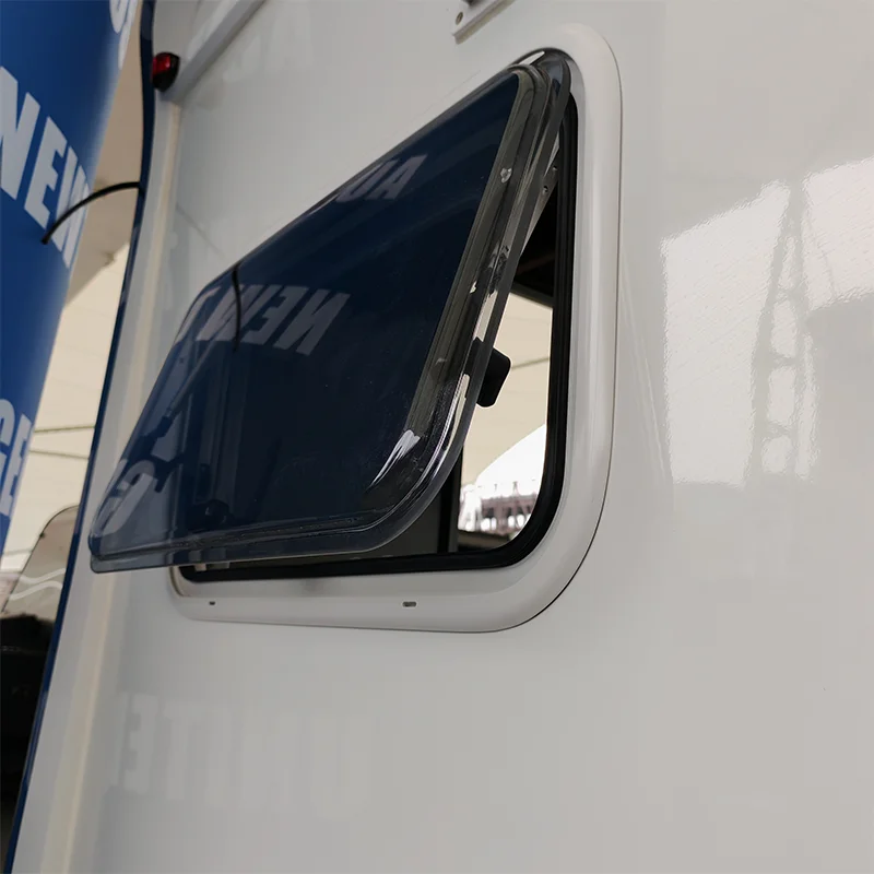 White Frame 500*350mm Caravan Side Wall Push-out Type Window With Sun Blind And Insect Net For Camper Van Trailer Vehicle