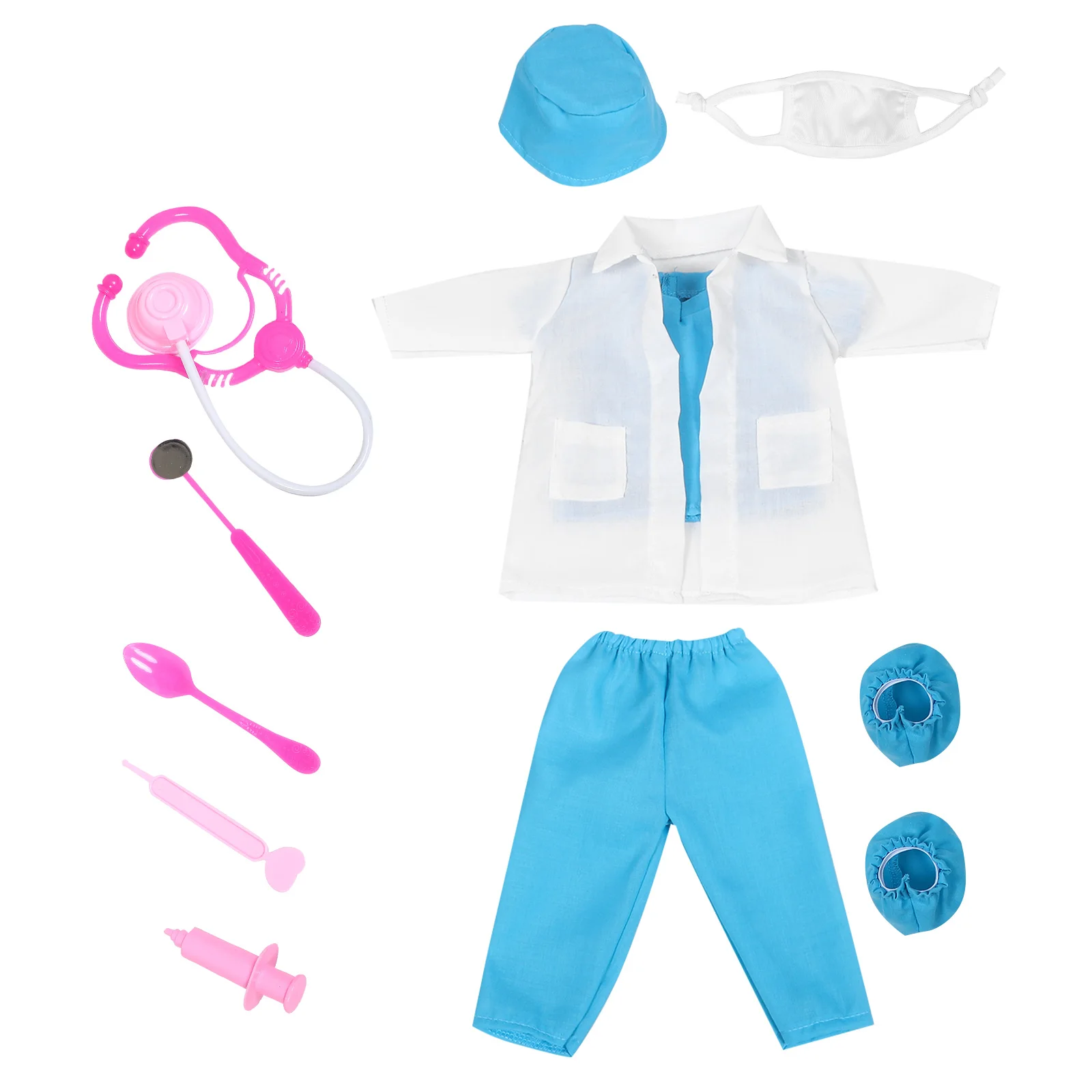 

1 set 18 inch Clothes Nurse Playset Miniature Dress up Outfit Accessories Pretend 18-Inch Supplies Doctor Kit Costumes