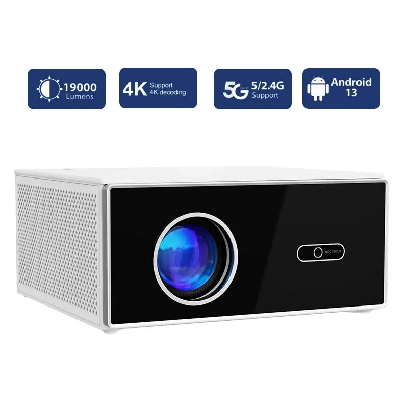 A80W Projector 2G+32G Wi-Fi 6 1080P Native Beam Projector Support 4K/3D for Home Theater Outdoor Movies Android 13