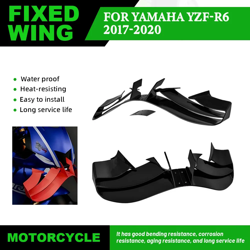 For Yamaha YZF-R6 YZFR6 2017-2020 Front Aerodynamic Wing Aileron Motorcycle Front Fixed Wing Spoiler ABS Plastic Side Winglet