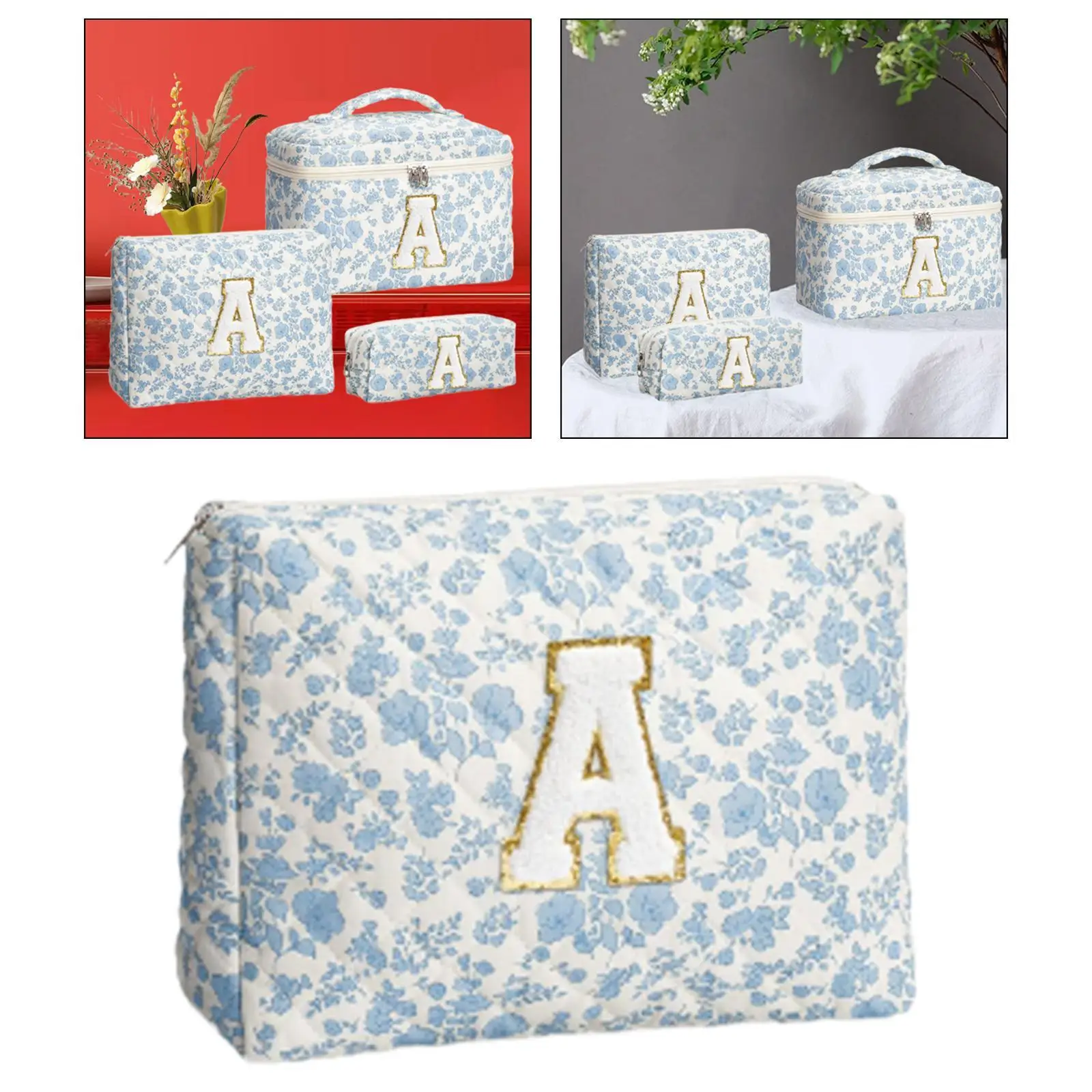 Makeup Bag Portable Floral Design Multifunctional Make up Bag Pouch for Makeup Brush Lipstick Eyebrow Pencil Perfume Gift Idea