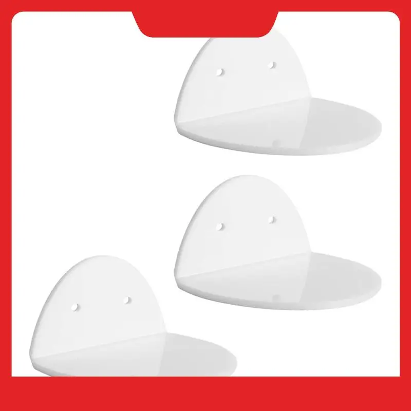 3 Piece Acrylic Floating Wall Shelves Easy To Use For Security Cameras, Baby Monitors, Speakers,Universal Small Wall Shelf White