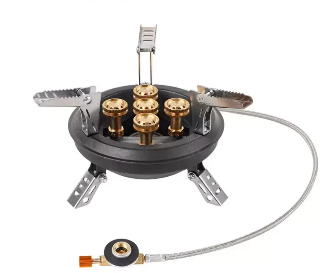 Kompor Gas Camping BRS-201A, Kompor Camping Bertekanan Tinggi untuk Perjalanan, Pembakar Gas Butana dengan Pelindung Angin dan Pengapian Piezo