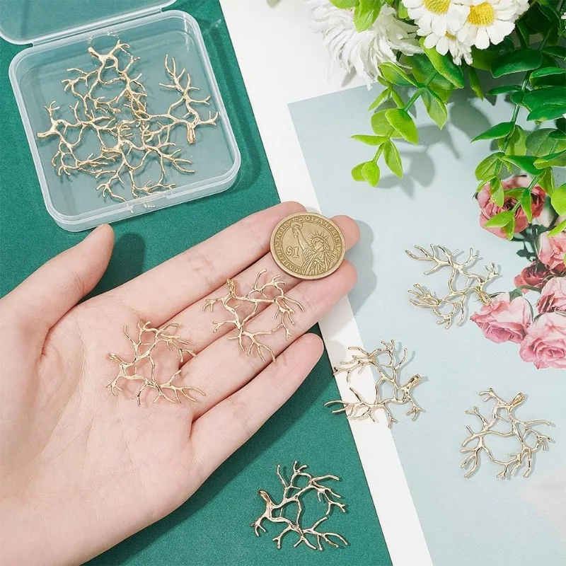 10-częściowe półfabrykaty w kształcie gałęzi Ustawienia zawieszek z bolcem Ręcznie robiona taca z pazurem Tace do zawieszek Metalowy wisiorek do majsterkowania Crafs Nec — zdjęcie 4