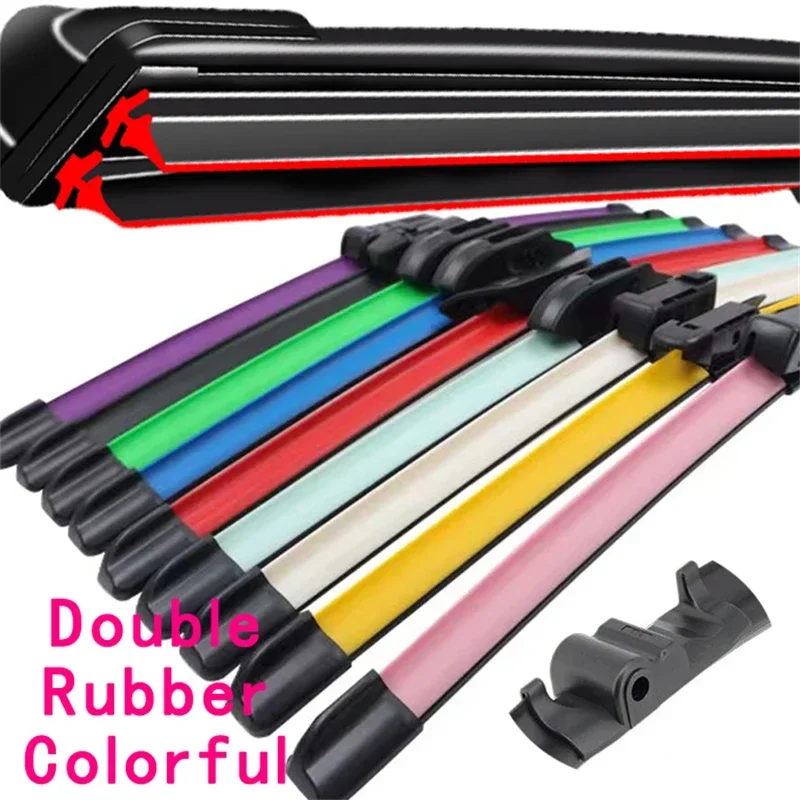 Colorful SIDE PIN Car Windshield Wiper blades Universal Soft Double layer Rubber Frameless Bracketless 16