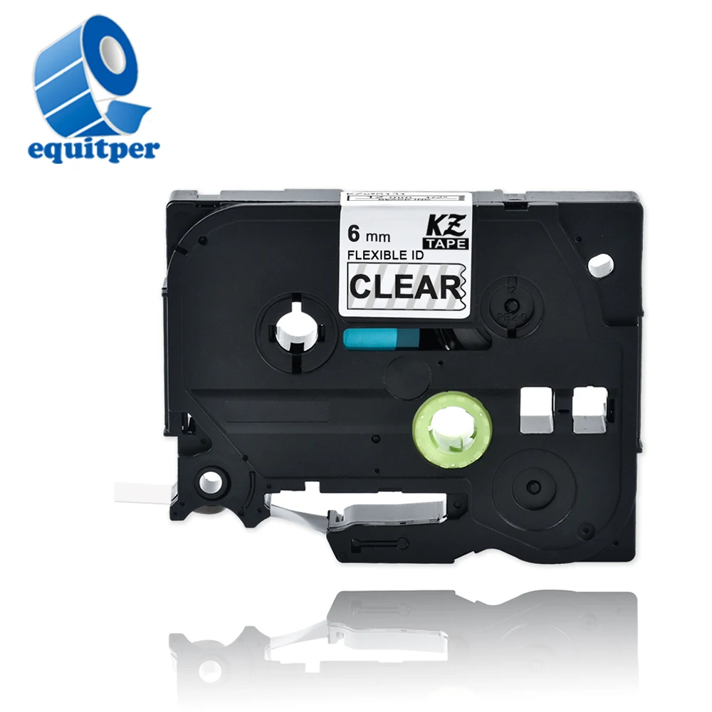 EQUITPER 6mm Flexible Cable Power Label Tape Kze FX111  For Brother p-touch Printer tze211 Laminated Ribbons Tape black on clear