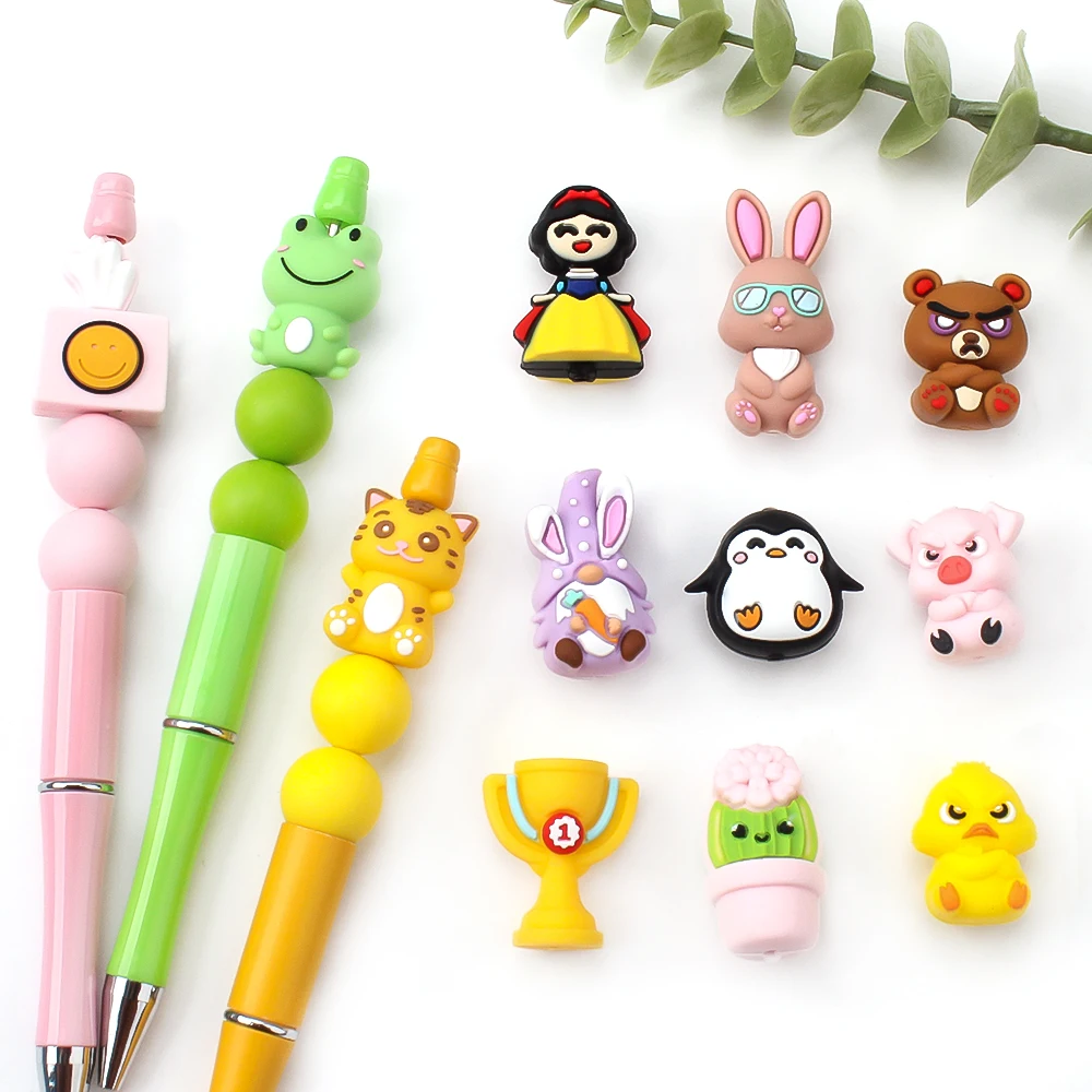 5/10PCS 3D Silicone Beads Cartoon Bear Hats Shape Craft Focal Bead For Diy Jewelry Making Keychains Hanging Gift Decor Supplies