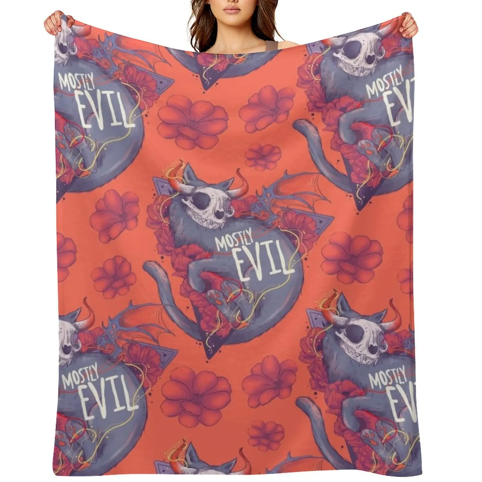 

Mostly Evil Cat Throw Blanket Blankets For Bed Decorative Sofas Decorative Beds warm for winter Blankets