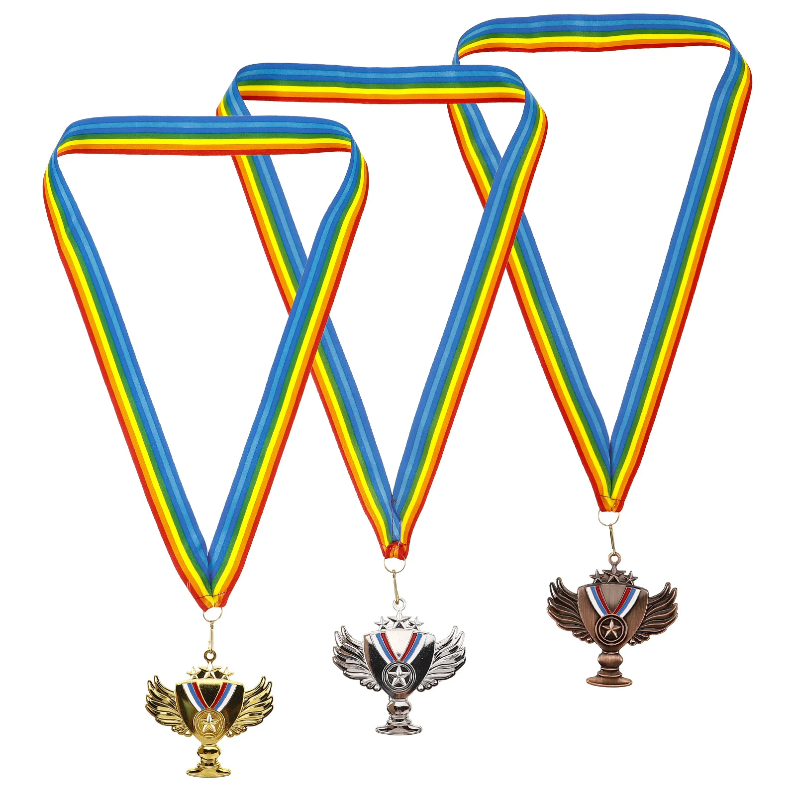 

3pcs Award Medals Sports Winner Trophy Hanging Lanyard Metal Medal For Competition Celebration Party Favors Champion Athletics