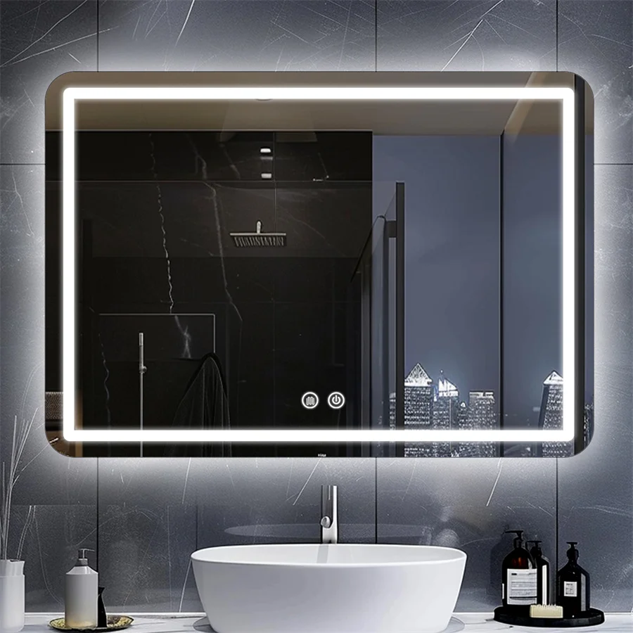 Hardwired Bathroom Mirror with LED Lights Wall Mounted Mirror IP54 Waterpoof Touch Switch Smart LED Mirror