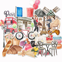 25PCS France Travel Stickers Set Watercolor Designs for Stationery, Journals, Notebooks, Laptop, Water Bottles and Scrapbooking