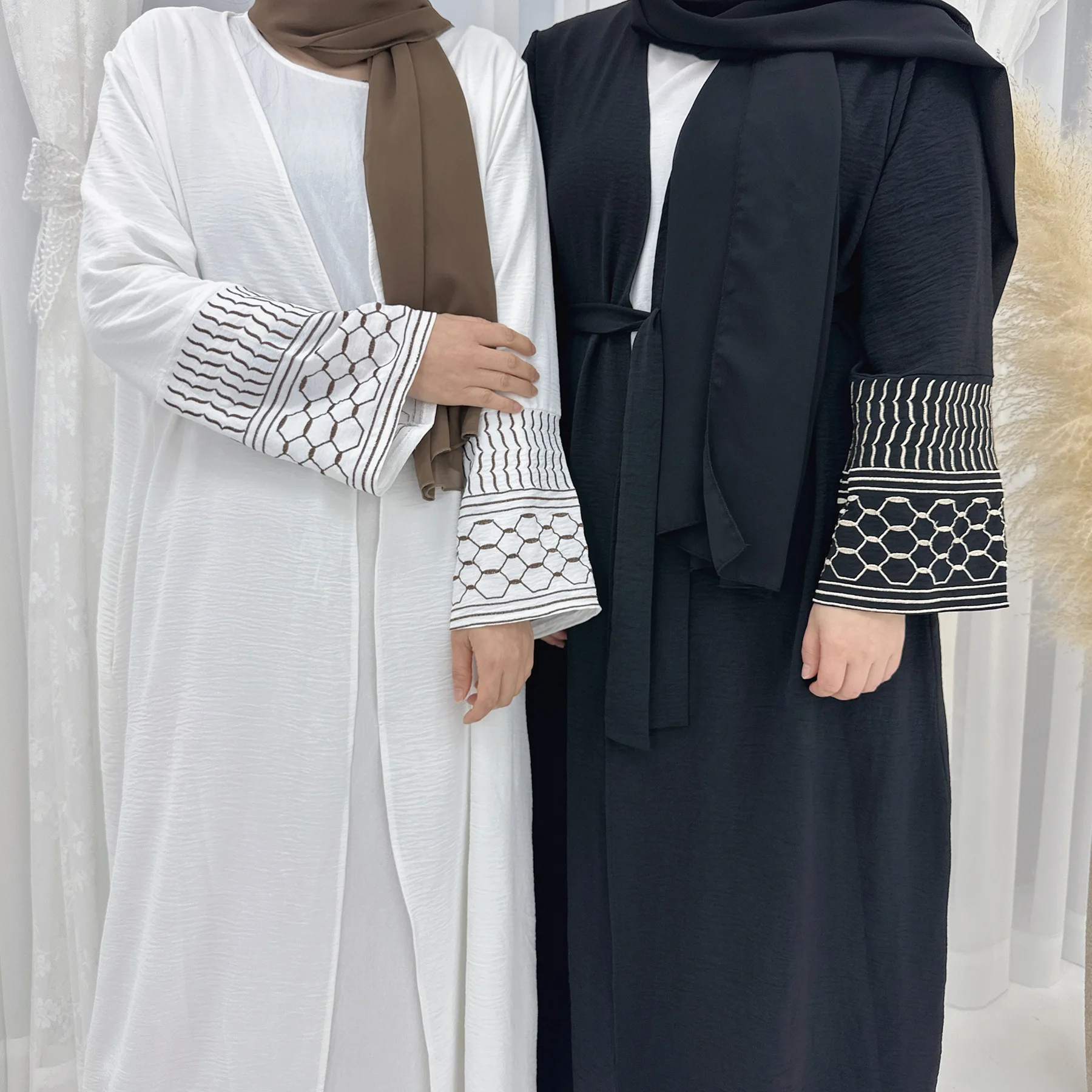 Ramadan Eid Muslim Kimono Abaya Damen Dubai Turkey Islam Abayas For Women Modest Dress Kebaya Robe Femme Musulmane Kaftan White