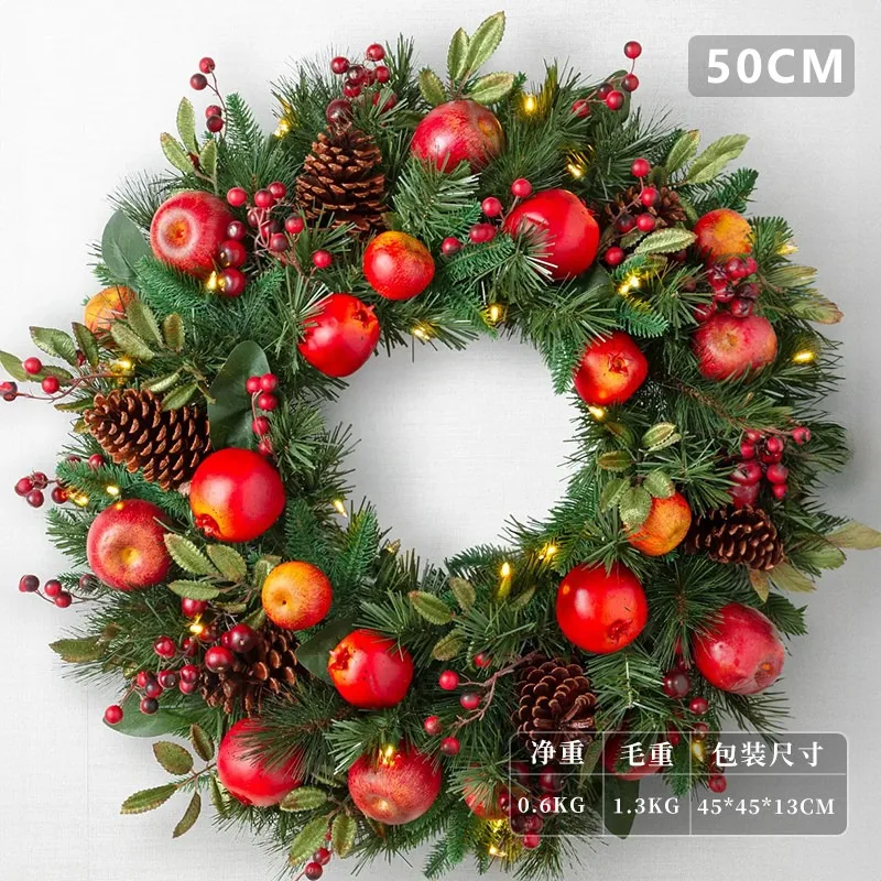 50/80Cm Christmas Wreath Door Decoration Christmas Ornaments Pendant Door Hanging 2.7m Rattan Christmas Ring