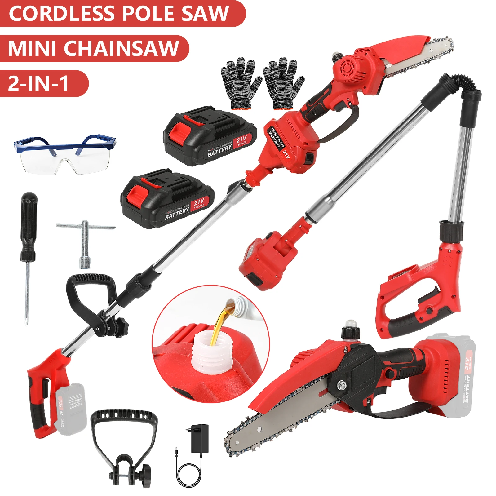Bürstenlose elektrische Kettensäge, 6 Zoll, kabellose Teleskopstange, elektrisches Kettensägen-Set, Holzschneider, Gartenschere, Elektrowerkzeug für Makita-Akku