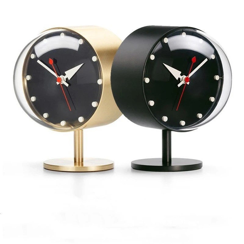 

Table Clocks Retro For Decoration Creative Modern Design Brass Quartz Silent Desktop Clock Home Decor Reusable (Gold)