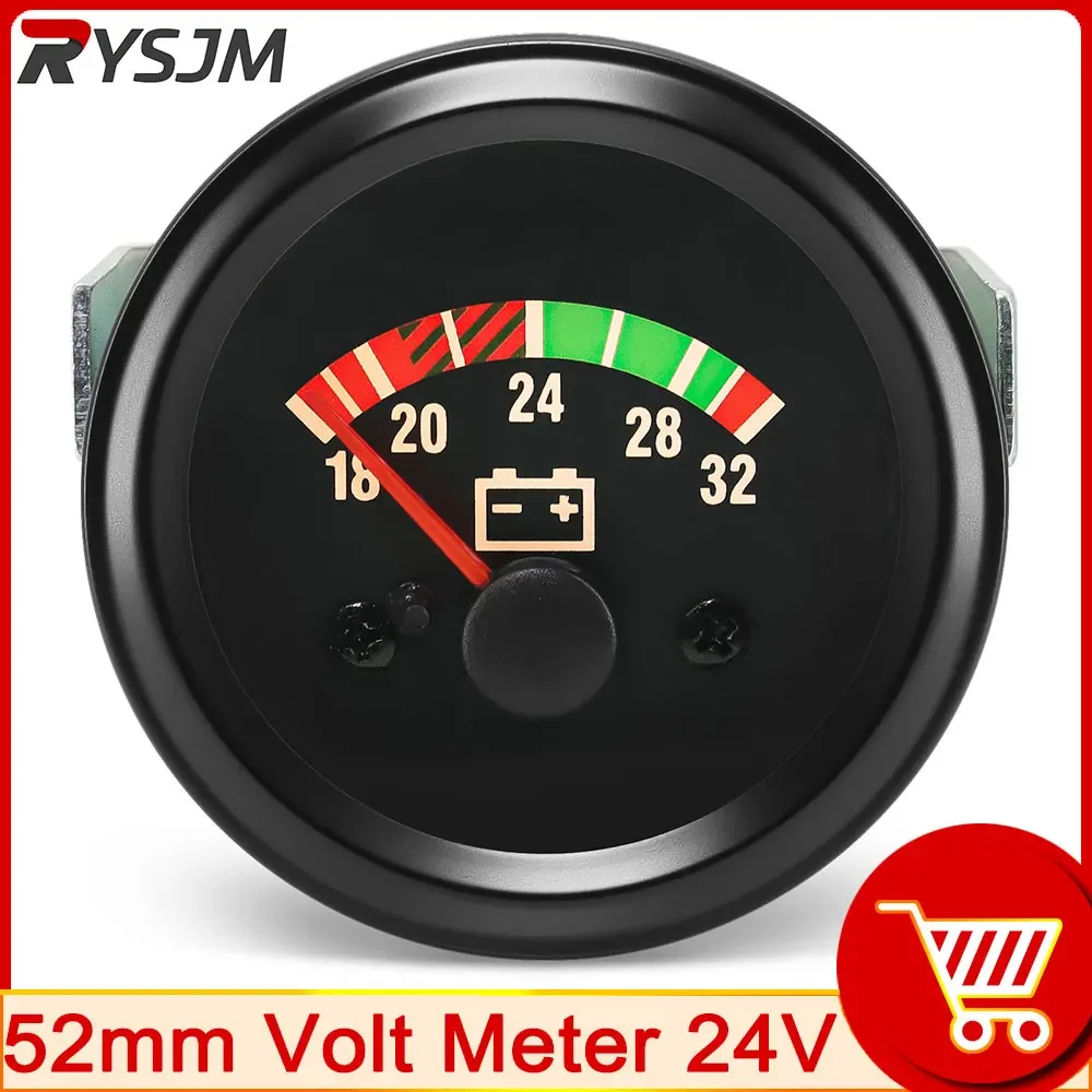 24V 52MM Black Water Temp Gauge 150 Celsius Oil Temp Gauge Oil Press Meter 10 Bar Volt Gauge Truck Car Instruments image 3