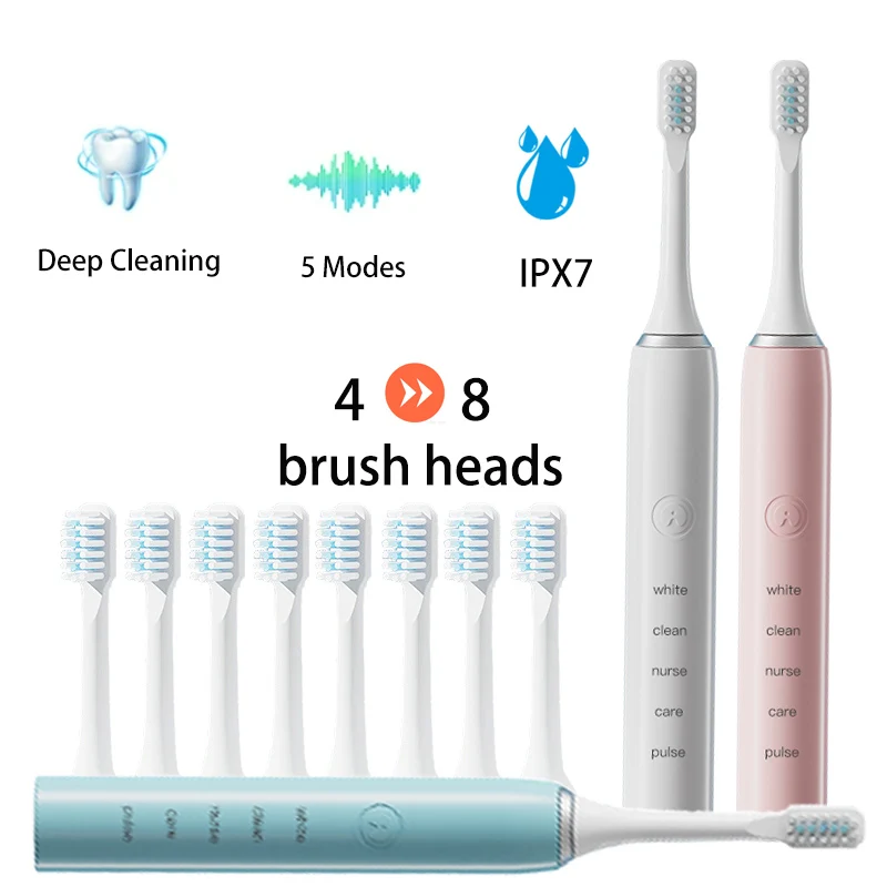 Ultrasonic Sonic Electric Toothbrush Rechargeable Tooth Brushes Waterproof Adult Timer Brush Washable Electronic Whitening Teeth