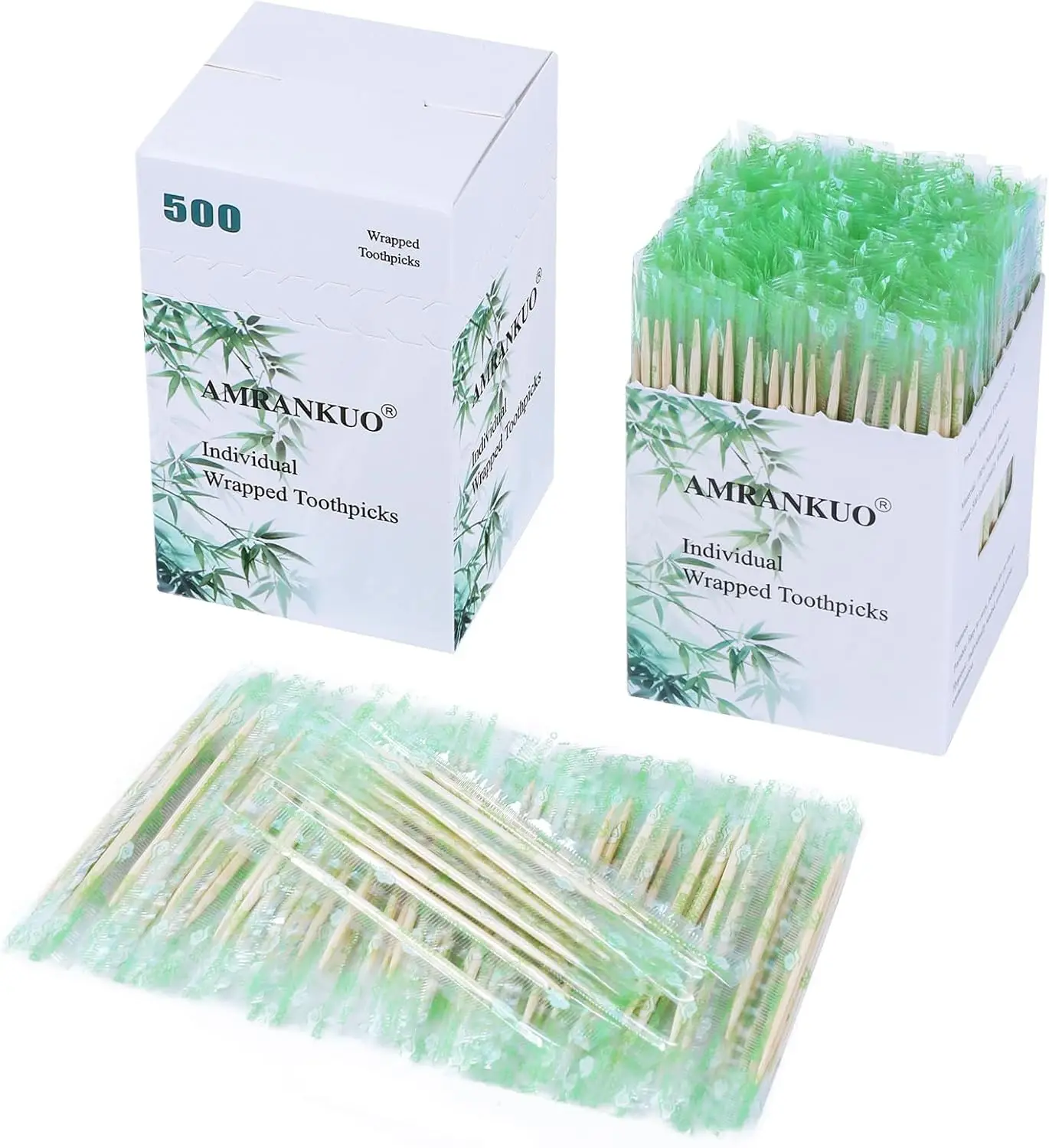 

Wrapped Bamboo Round Toothpicks, 2.5' Long, Double-Points, Natural & Sturdy, Perfect for Teeth Cleaning, Appetizers, Cocktai