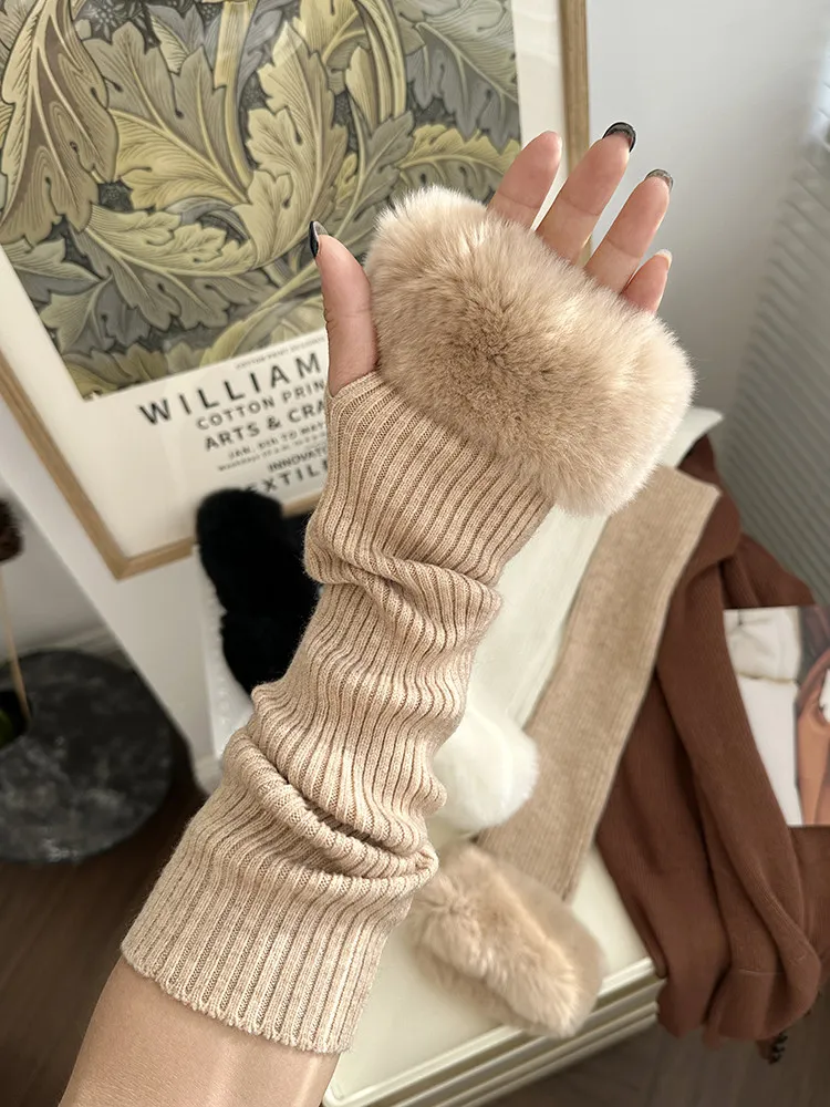 long-real-rex-rabbit-fur-trim-gloves-set-wool-warmth-cashmere-warmth-30cm-fingerless-mitten-sleeve-evening-party-gift