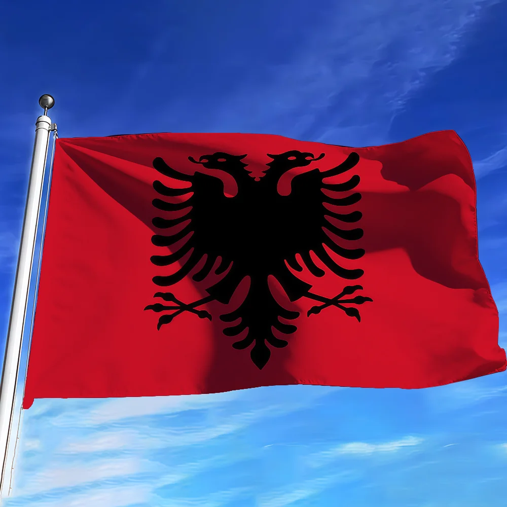 Albanien-Flagge für Schlafzimmer, Wohnzimmer, Bar, Garten, Outdoor, aktive Dekoration, Hintergrund und Konzerte