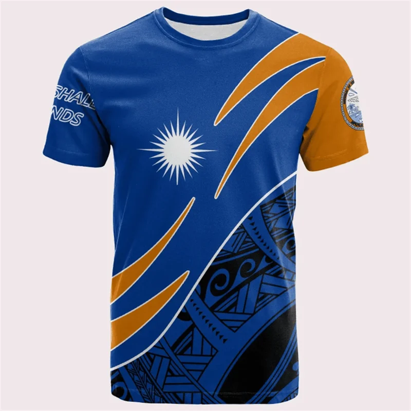 3D Printing FSM Marshall Islands National IndependenceDay T Shirt The Republic-of Marshall Islands Flag Graphic Shorts Sleeves