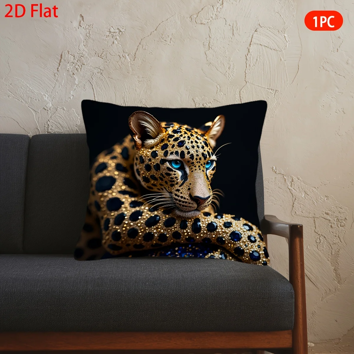 1pc Pillowcase Golden Leopard Print Pillowcase- Soft And Smooth-touch Polyester Fabric Single-sided Printed Pattern