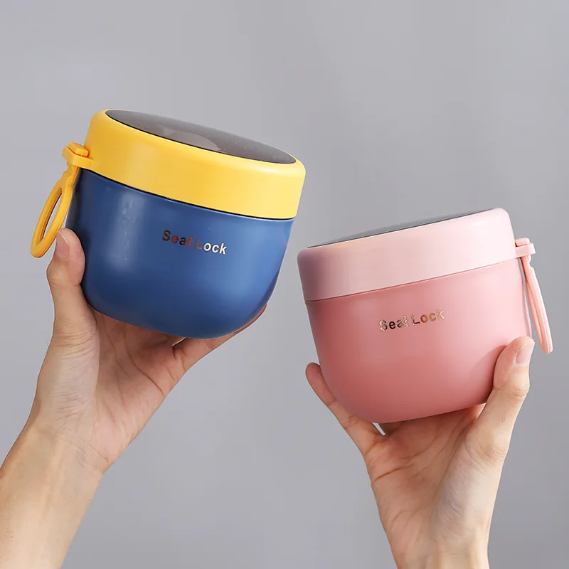휴대용 부식 방지 304 스테인리스 스틸 오트밀 아침 식사 컵, 가정용 진공 컵 우유 컵, 600ml, 800ml