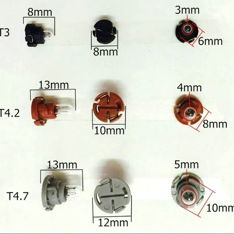 For Automobile instrument lamp T3 T4.2 T4.7 Instrument halogen lamp Air conditioning lamp Clock light Switch key lamp