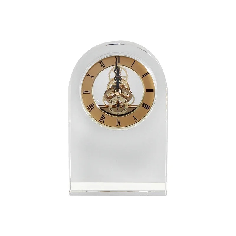 Vintage Mechanical Clock Crystal Transparent Clock Indoor Tabletop Decoration Home Mechanical Watch Living Room Decoration