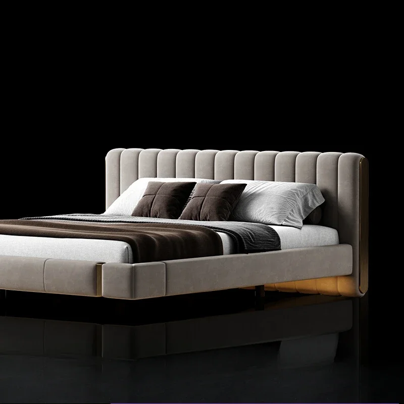 

Unique Leather Aesthetics Bed Designer Light Luxury Square Wedding Bed Design Modern Fashion Letto Matrimoniale Home Furniture